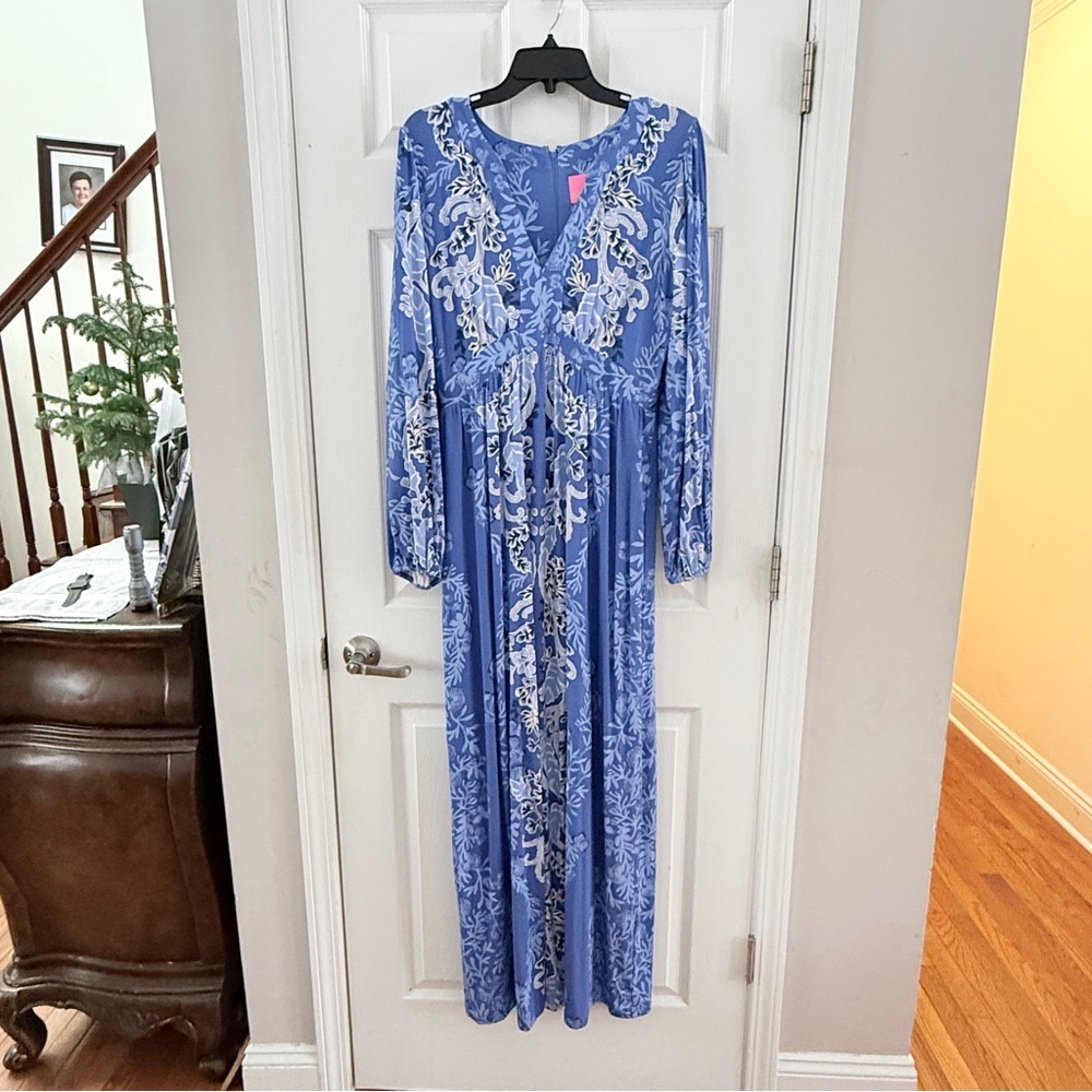 Lilly Pulitzer Alba Blue Long Sleeve Maxi Dress